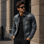 Jaqueta Jeans Masculina Retrô MontClair  Estilo Vintage em Denim Urbanix
