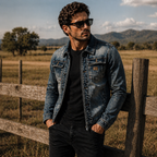 Jaqueta Jeans Masculina Retrô MontClair  Estilo Vintage em Denim Urbanix